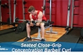 Exercise Guides: Seated Close-Grip Concentration Barbell Curl, Male/Short Clip