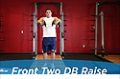 Exercise Guides: Front Two-Dumbbell Raise, Male/Short Clip